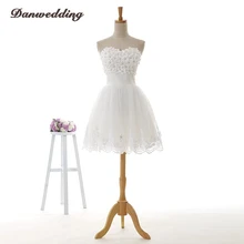 Простое короткое/мини фатиновое платье для выпускного вечера, кружевное платье ручной работы с цветочной аппликацией и вырезом сердечком, вечерние платья, настоящая фотография