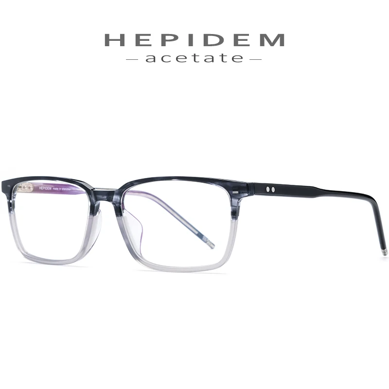 HEPIDEM ацетатная оправа для очков Мужские квадратные Nerd Рецептурные очки Новая оптическая Оправа очков для близорукости прозрачные очки 9118 - Цвет оправы: Clear Gray