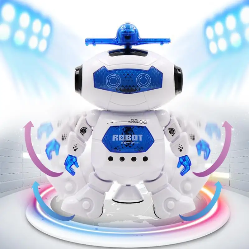 

Toysery Walking Dancing Robot Toys for Kids-360Â° Body Spinning Robot Toy with LED Lights Flashing and Music â€“ Smart Interactive