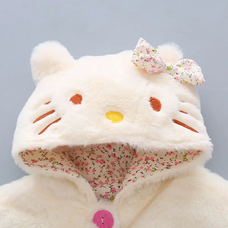 Goocheer Cute Cat Baby Jacket Kid Girls Fur Hooded Coat Hooded Cloak Plush Jacket Thick Winter Autumn Warm Outwear Warm Clothes