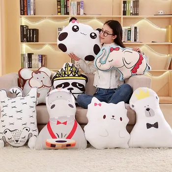 

Funny Animal Cat Bear Cushion Pillow Chair Cushion Cute Sleep Plush Toys Kids Sofa Cushion Modern Home Room Decor Seat Cushions