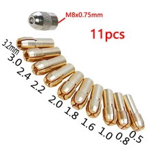 

11PCS/Set Brass Drill Chucks Collet Bits 0.5-3.2mm 4.3mm Shank Screw Nut Replacement for Dremel Rotary Tool Drill Chucks Chuck