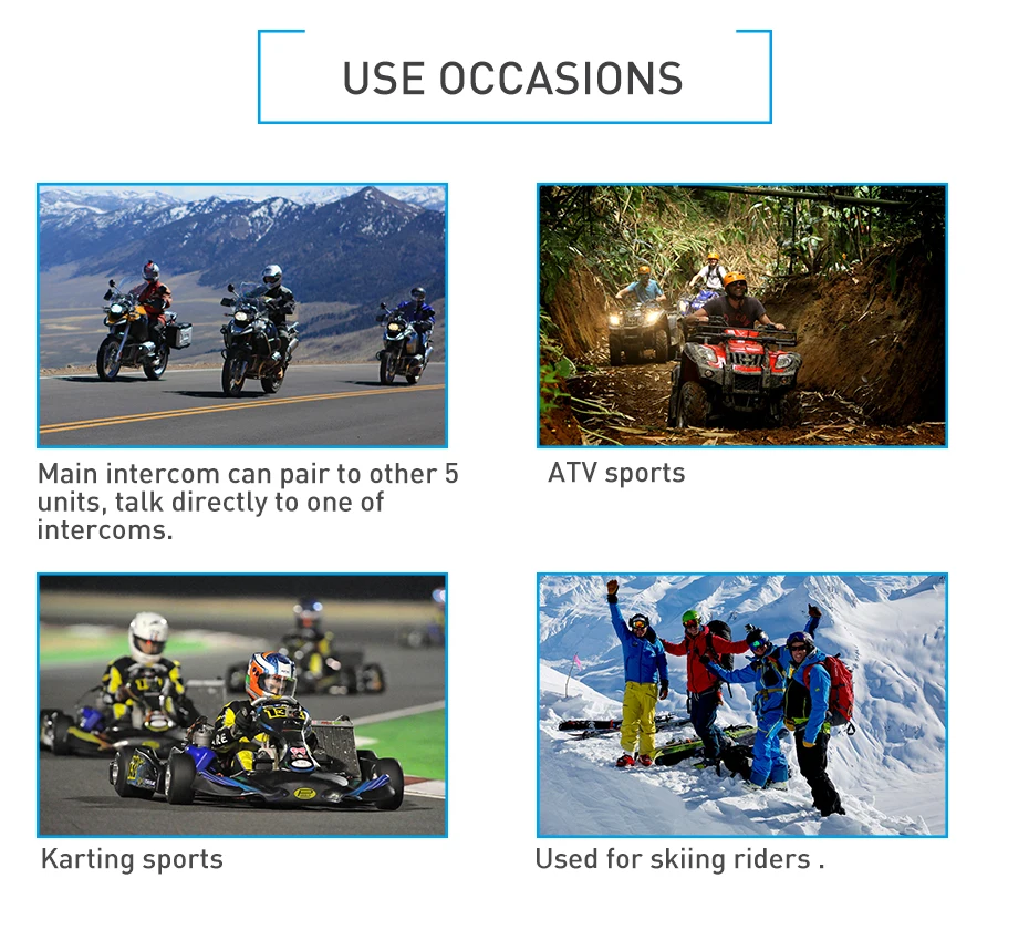 Bluetooth гарнитура Fodsports V6 Pro беспроводная BT Intercom 6 Riders коммуникатор на мотоциклетный