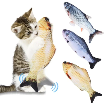 

Electric Gadgets Fish Shape Pet Soft Plush Cat Toys Interactive Gifts Catnip Stuffed Pillow Doll Simulation Toy Fish Playing Toy