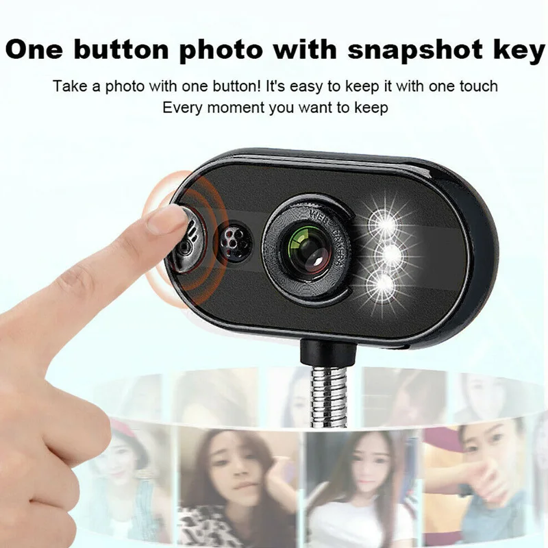 

USB HD Webcam Camera with Mic Night Vision for Desktop Computer PC Laptop Home Office VH99