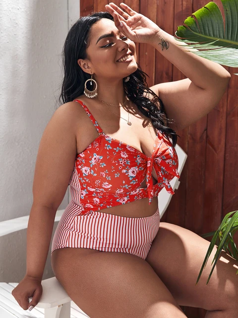 Plus Size Swimsuits Underwire Tummy Control  Plus Size Swimwear Fat Women  - Plus Size Bikini - Aliexpress