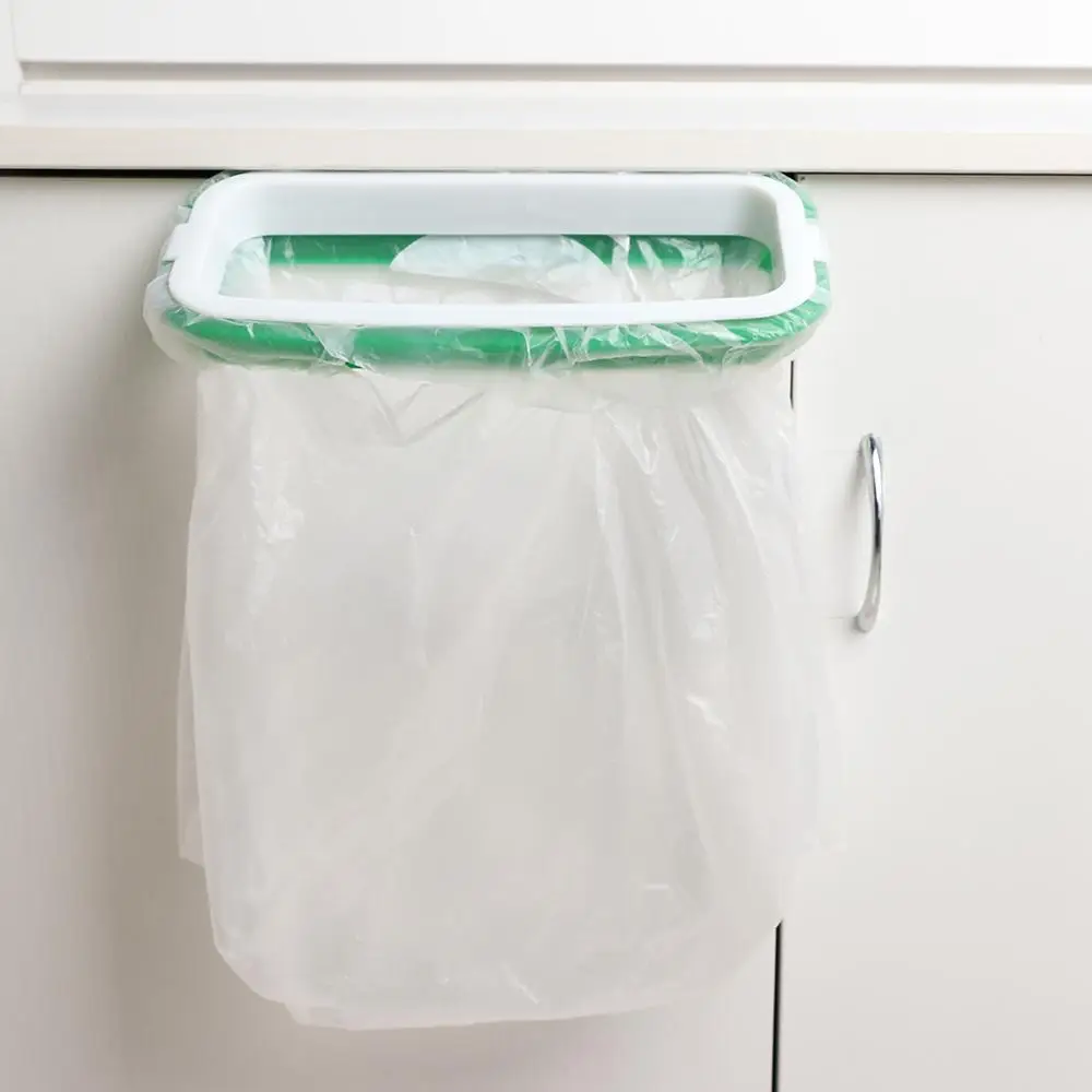 

Plastic Innovative Hanging Trash Garbage Bag Holder for Kitchen Cupboard Square Storage Bucket Green High Quality