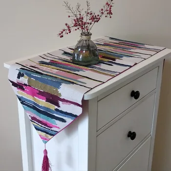 

Thickened Colour Striped Table Flag Tea Table TV Cabinet Table Cloth Desktop Decoration Supplies Hotel Household