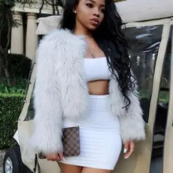 

Outwear Women Winter Fur Jacket Imitation Fur Short Parka Faux Fur Coat mujer Top Faux Fur Jacket Fake Fur Coats feminina 3XL