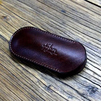 야채 무두질 소가죽 커버 가죽 칼집, 손으로 꿰매는 접이식 칼, 육군 칼용, 91mm, 111mm, 130mm 쉘