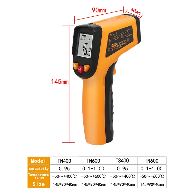 HW600 Ручной бесконтактный термометр пирометр цифровой инфракрасный измеритель с 50 C или 600(-58 F до 1122 F) измеритель температуры