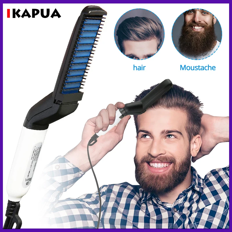 3 in 1 Multifunctional Hair Straightener Hair Comb Brush Beard Straightener Straightening Comb Curler Quick Styler