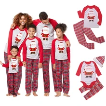 Семейный Рождественский пижамный комплект; Семейные комплекты; Рождественская праздничная одежда; пижамный комплект для взрослых и детей; хлопковый Детский комбинезон; одежда для сна