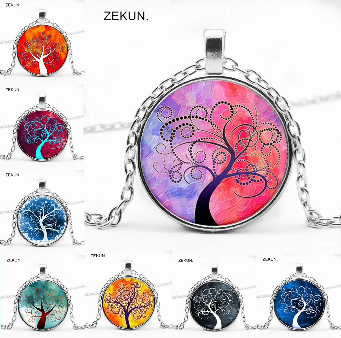 2019 / Hot Sale Multicolor Tree of Life Glass Inlaid Concave Men and Women Vintage Necklace Jewelry | Украшения и аксессуары