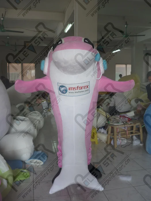 

quality dolphin mascot costumes cartoon earphin music fish mascot design
