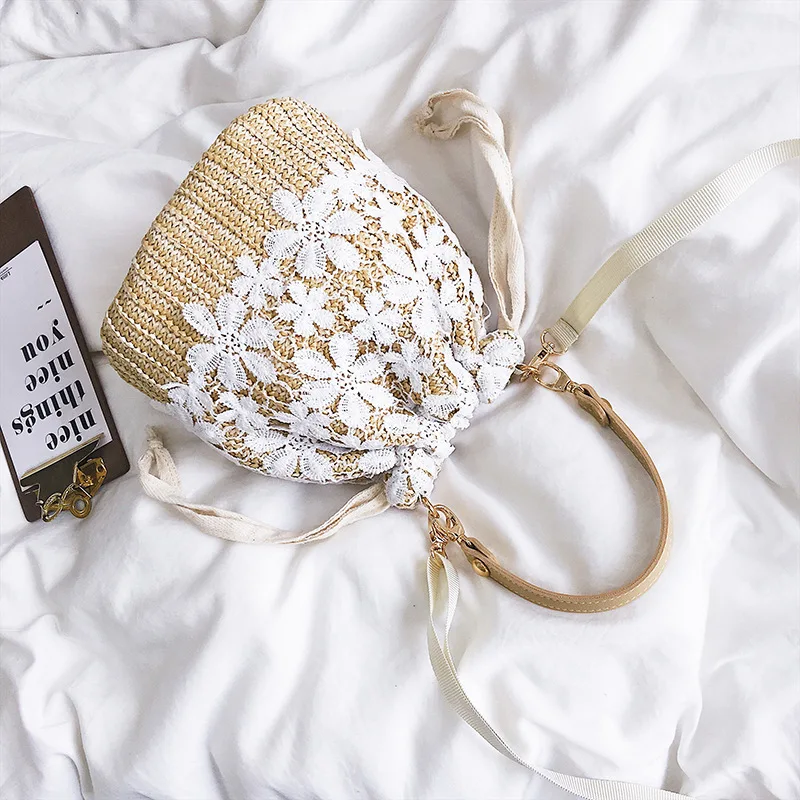 

Straw Bag WOMEN'S Bag 2019 New Style Summer Sweet Weaving Barrel Tote Fashion Versatile Elegant Shoulder Bag Women's