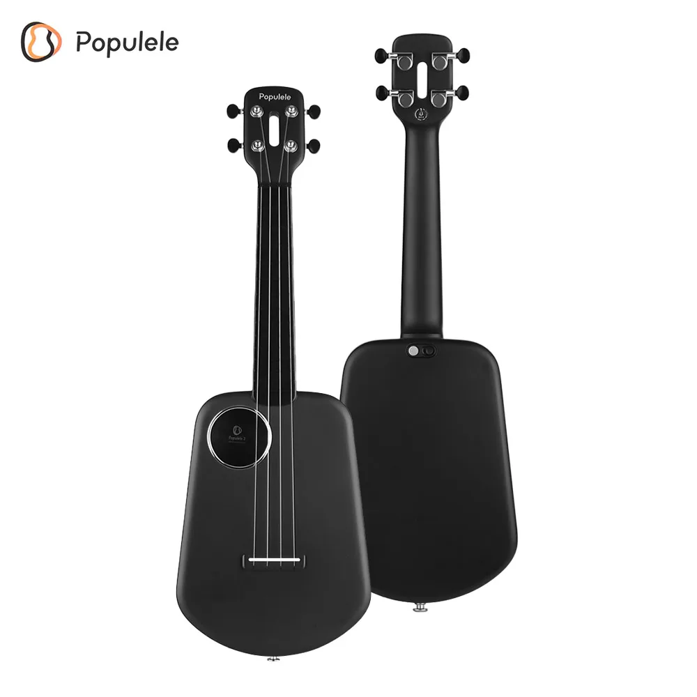 Populele U2 Гавайская гитара 23 дюймов Смарт Концерт Гавайская гитара укулеле ручной работы, выполненная из красного поддерживает приложения для обучения Функция с светодиодный светильник для начинающих черный