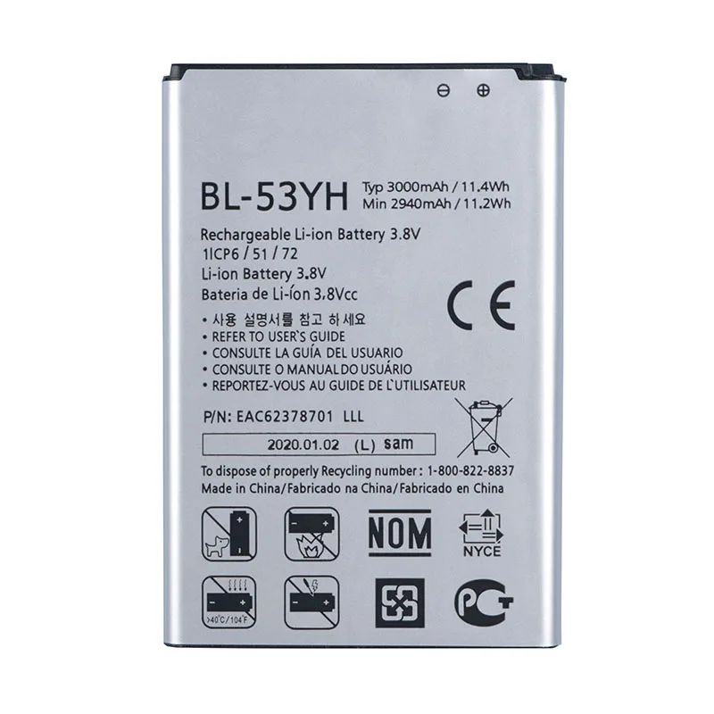 Оригинальный BL-53YH батарея для LG Optimus G3 D830 D850 D851 D855 LS990 VS985 F400 (2019 год версия) |