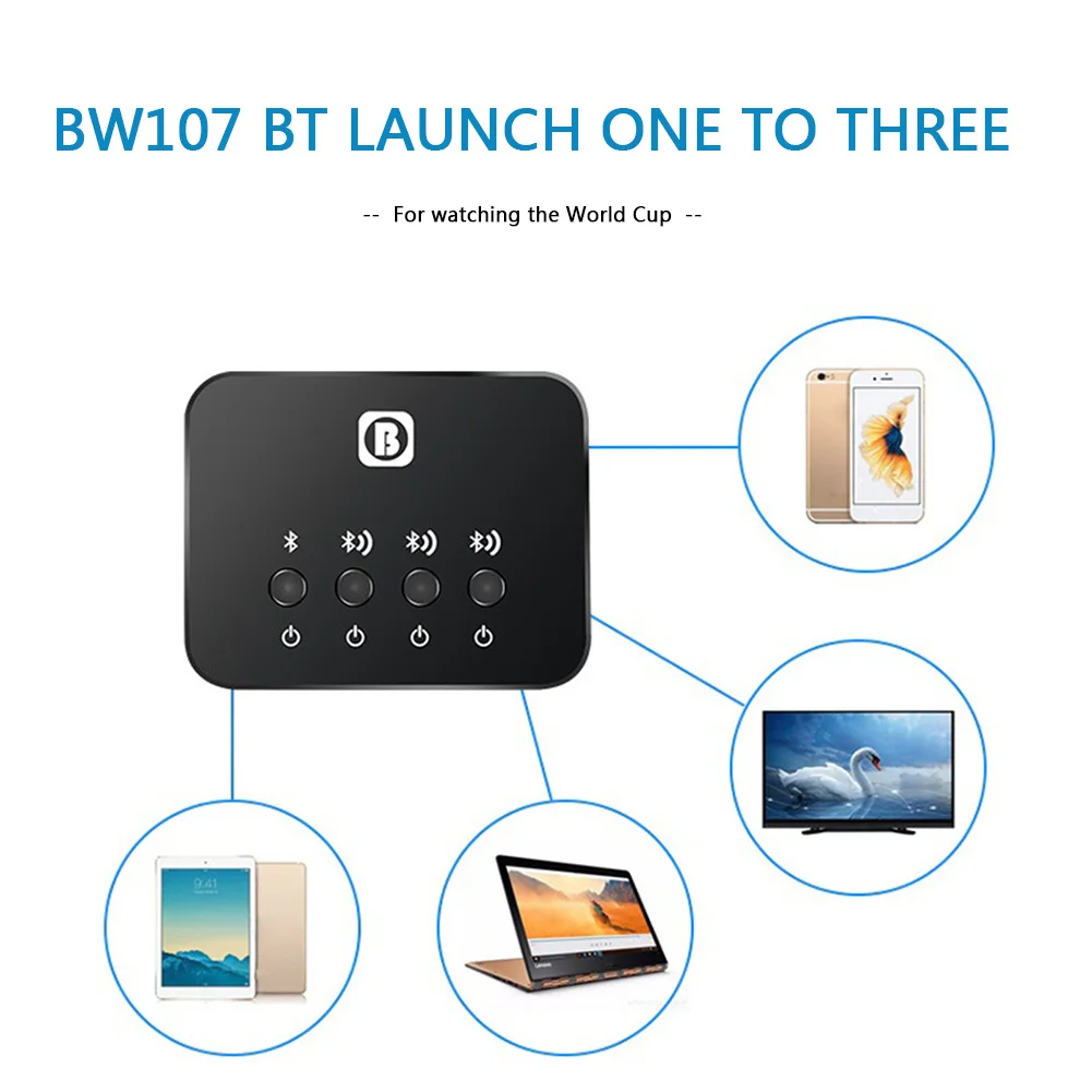 BW107 Portable Bluetooth 4 0 Audio Transmitter Splitter for PC Headphone TV Hi Fi Wireless Music Receiver Sharing Adapter 
