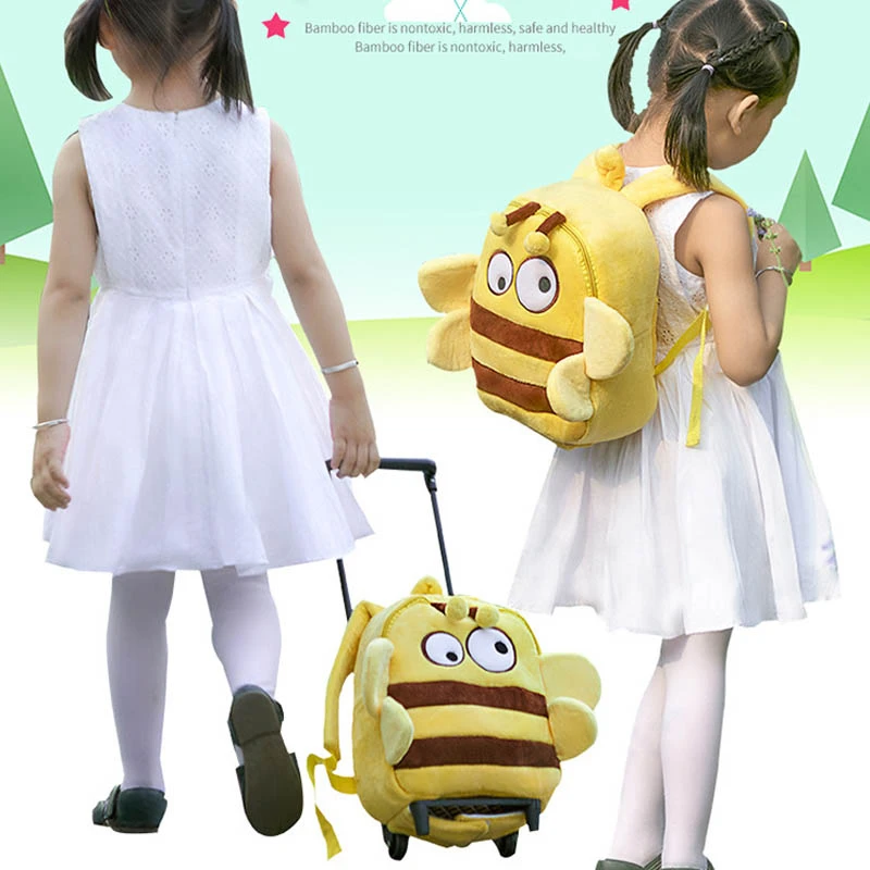 Детский плюшевый рюкзак с героями мультфильмов, съемный троллейбус, колеса для дошкольников, школьные сумки для девочек, детские Мультяшные сумки для малышей