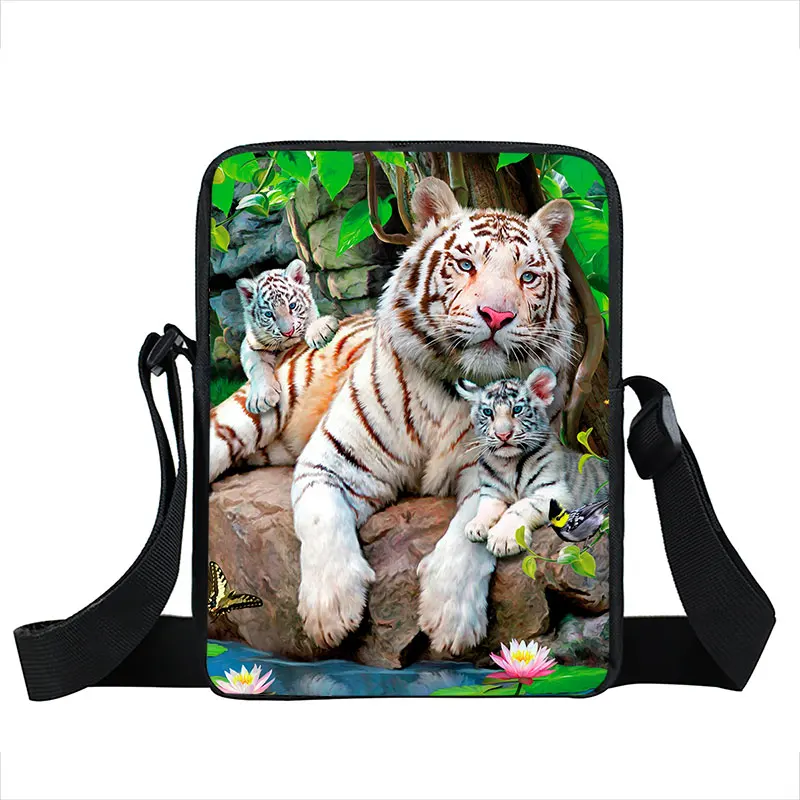 Cute White Tiger Print Small Shoulder Bag Women Handbag Casual