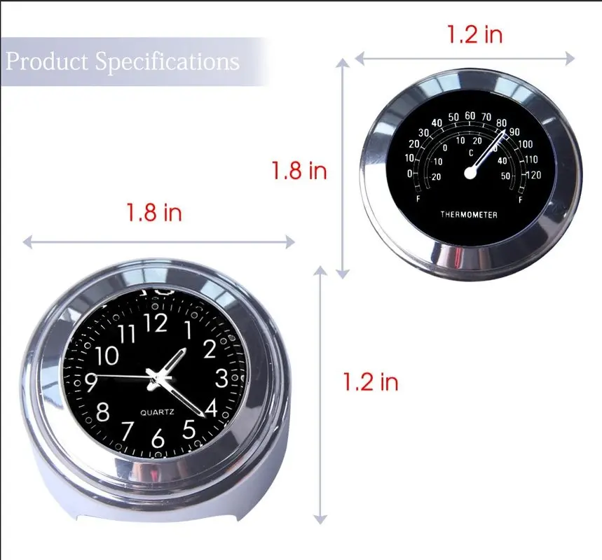 Yooap Новые товары для дома мотоциклетные часы руль мотоцикла хром белый циферблат и термометр