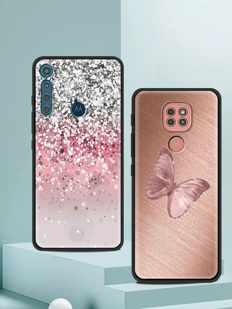 Black Case For Moto One Fusion G9 G8 Play Plus G10 Power G30 E6s One Hyper G Stylus Edge G60 G50 Gold Pink Rose Glitter Hearts Black Case For Moto One Fusion G9 G8 Play Plus G10 Power G30 E6s One Hyper G Stylus Edge G60 G50 Gold Pink Rose Glitter Hearts