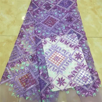 

green Hot Sale Nigerian sequins Laces Fabrics High Quality Tulle African Laces Fabric Wedding African French Net Lace purple