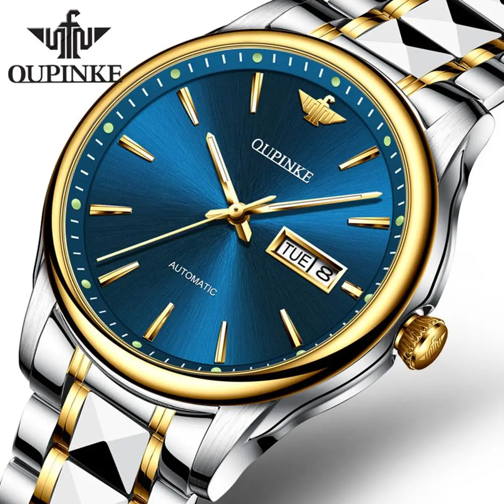 

OUPINKE Top Luxury Brand Men Automatic Mechanical Watch Waterproof Stainless Steel Watchstrap Skeleton Male Watch