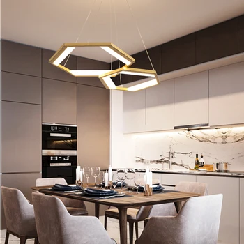 

Modern Rings LED Pendant Chandelier Lamp Dimmable Black White Gold Circular Hanging Suspension Light Bedroom Lamp lustre Remote