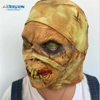 

Halloween Full Face Mummy Mask Horror Latex Mask Zombie Headdress Halloween Costume Dance Party Haunted House Props