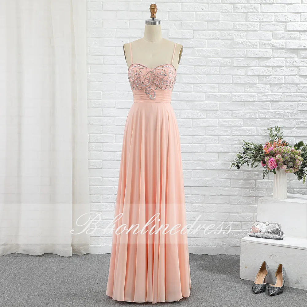 

Bbonlinedress Long Prom Dress 2020 Chiffon A-Line Sweetheart Spaghetti Strap Formal Party Gown vestido de festa