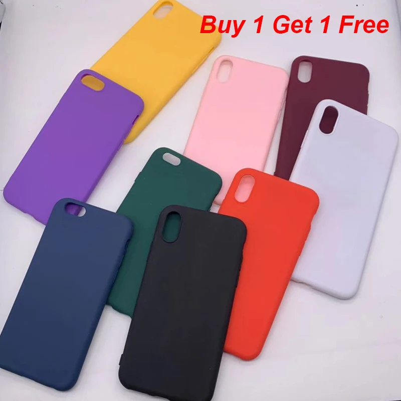 Купить 1 получить Бесплатный тенерный чехол для iphone XR плотный карамельных цветов