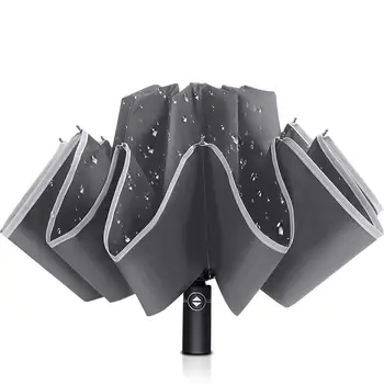 

Inverted Windproof Umbrella 10 Ribs Reverse Umbrella with Reflective StripeTeflon Umbrella in Rain and Sun for Women and Men