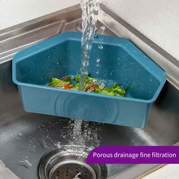 

Multifunctional Corner Sink Drain Rack Shelf Suction Cup Sink Drain Basket Bowl Sponge Holder Kitchen Bathroom Storage Organizer