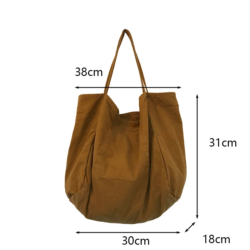 Casual Canvas Shopping Bag High Quality Eco Reusable Grocery Handbag Lightweight Shoulder Bags Large Capacity  Daily Tote Pouch