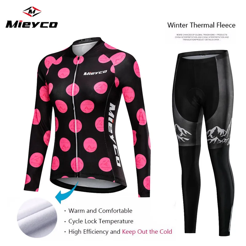 Велоспорт Джерси Зимняя Термальная флисовая велосипедная одежда Женский комплект длинный рукав женщины велосипедист MTB велосипедная одежда одежда для велоспорта - Цвет: 9