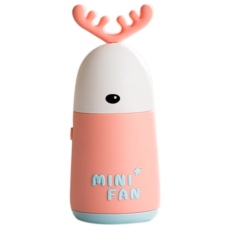

Portable Handheld Fan Desktop Mini Fan Cute Cartoon Deer Ear Shape Fan Charging Fan Red