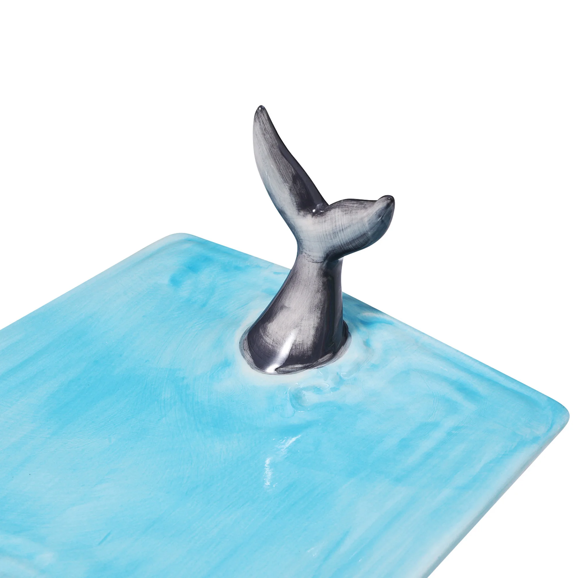 Ceramic Sushi Plate Shark Shape Rectangle Dessert Cake Snack Cheese Board Japanese-Style Skewer Plates
