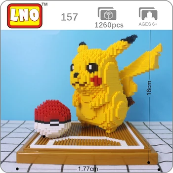 

LNO 157 Game Pikachu Monster Animal 3D Model 1260pcs DIY Mini Diamond Blocks Bricks Building Toy for Children no Box
