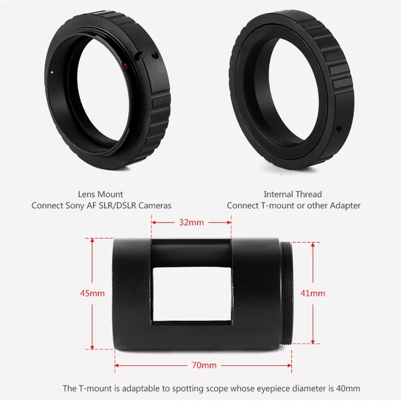 T кольцо для sony SLR/DSLR камеры адаптер и 42 мм крепление трубки пятнистая адаптер для прицела камера для наблюдения точечных целей адаптер