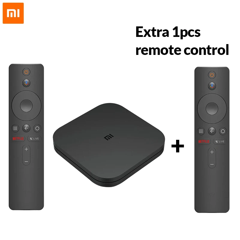 Add 1 Remote Control Xiaomi mi ТВ приставка S 4K HDR Android tv 8,1 Ultra HD 2G 8G wifi Google Cast Netflix телеприставка mi Box 4 медиаплеер - Цвет: Add 1 Remote Control