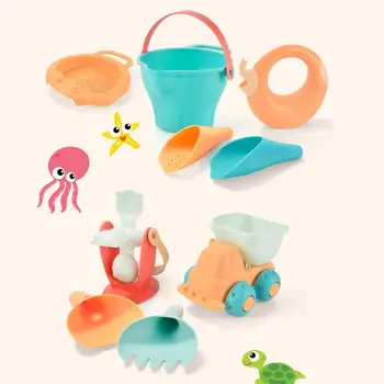 

5/7/9/14 Pcs Kids Beach Rake Bucket Windmill Animal Kit Garden Sandpit Pool Toy Bright Color Developmental Toy Non-toxic Durable