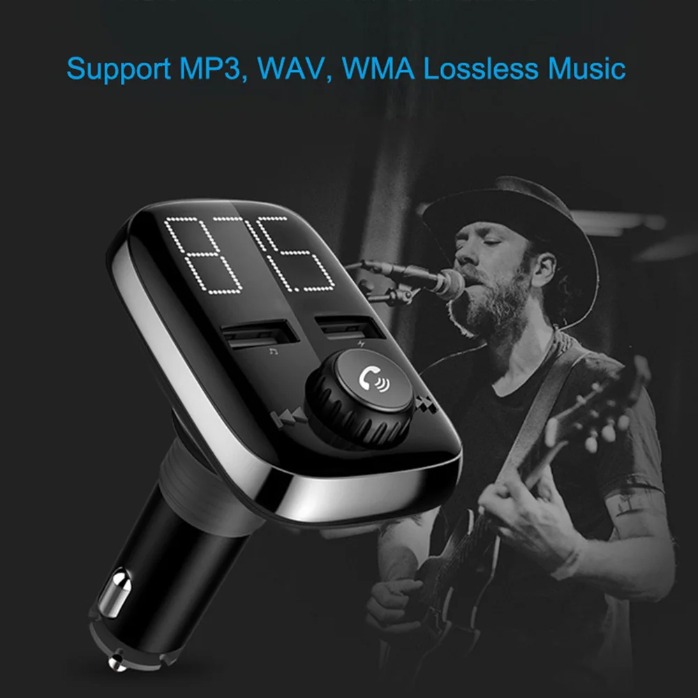 Автомобиль со системой «Хендс-фри» и Bluetooth Беспроводной 12 V-24 V FM передатчик Dual USB QC3.0 быстро Зарядное устройство Bluetooth AUX u-диск TF карта плеер