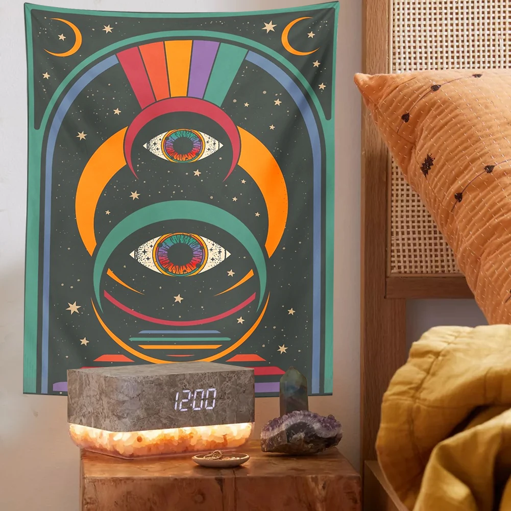 Vintage Rainbow Tapestry Trippy Rave Wall Hangings Retro Psychedelic