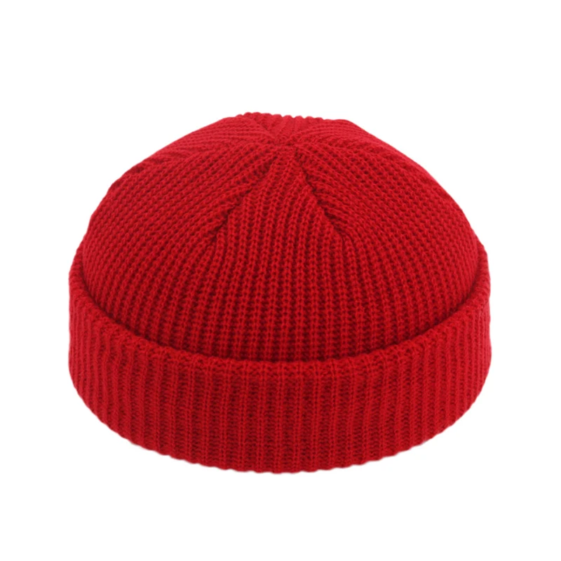 Women Men Knitted Hat Beanie Skullcap Sailor Cap Cuff Brimless Retro Navy Style Beanie Hat