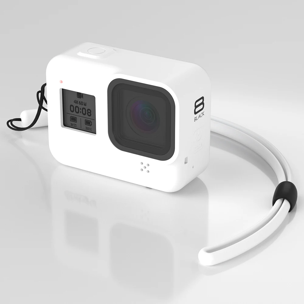 White Силиконовый чехол для Gopro Hero 8, черный чехол, защитный чехол для Gopro 8, аксессуары для экшн-камеры - Цвет: White