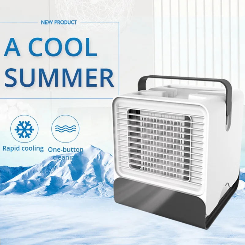 USB Portable Mini Air Conditioner Fan LED Light Humidifier Purifies Low Noise Desktop Cooler for Home Office Cooling | Климатическая
