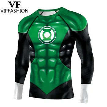 

VIP FASHION 2020 DC Anime Cosplay Superhero Green Lantern T-shirt Men Long Raglan Sleeves Fitness 3D Printed Muscle Tee Tops