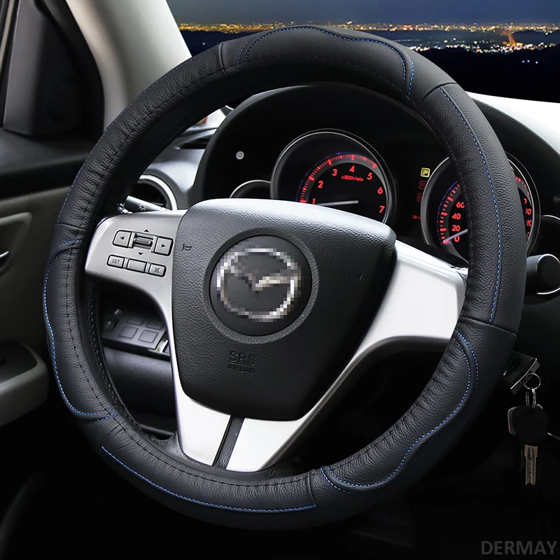Натуральная кожа чехол рулевого колеса автомобиля нескользящий для Mazda CX-3 CX-4 CX-5 CX-7 CX-8 Оплетка на руль форд фокус авто аксессуары